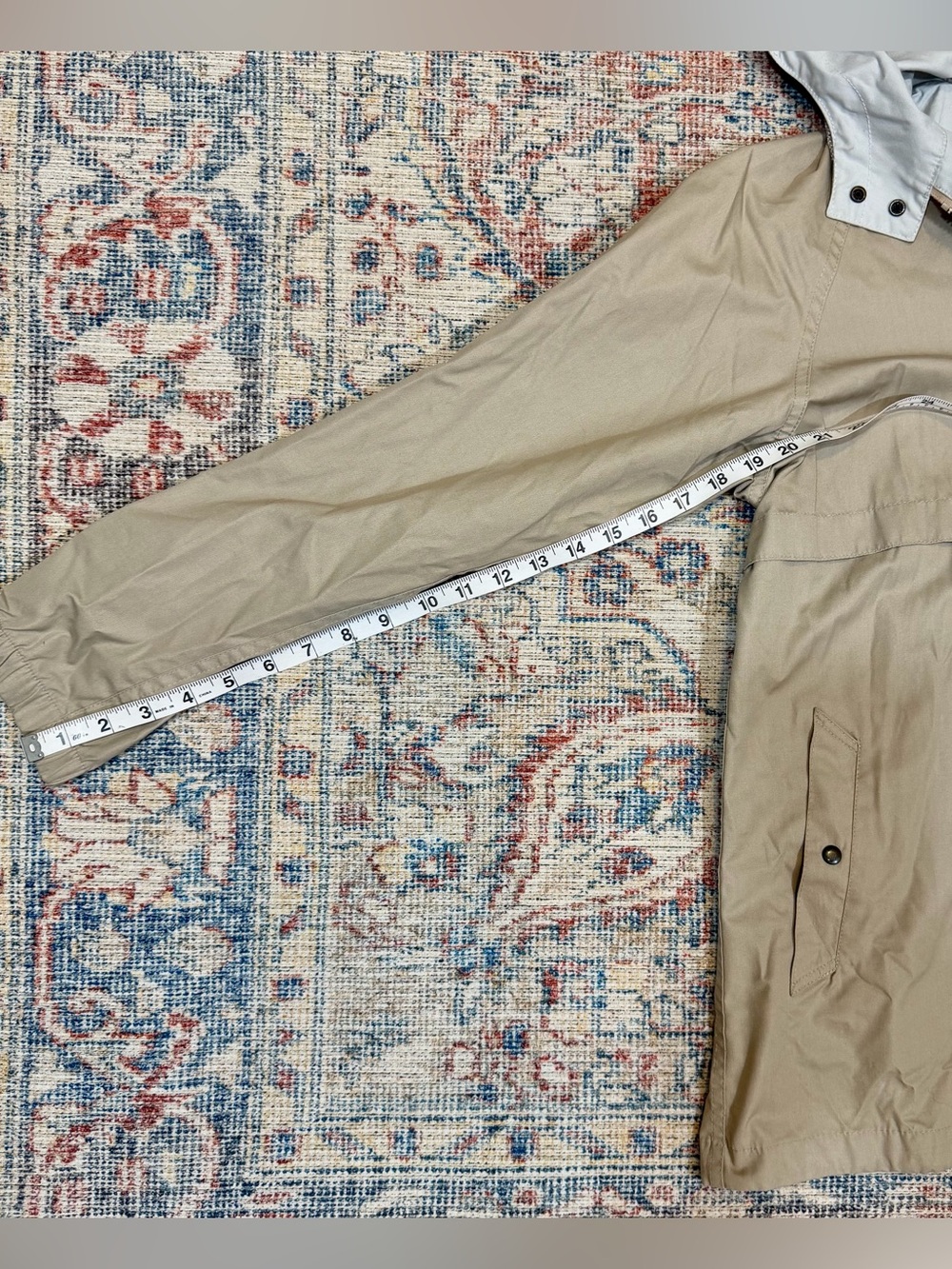 VTG London Fog Rain Jacket Tan Trench Coat Preppy Luxury Hooded Mid-Length 7/8 S - Picture 11 of 11